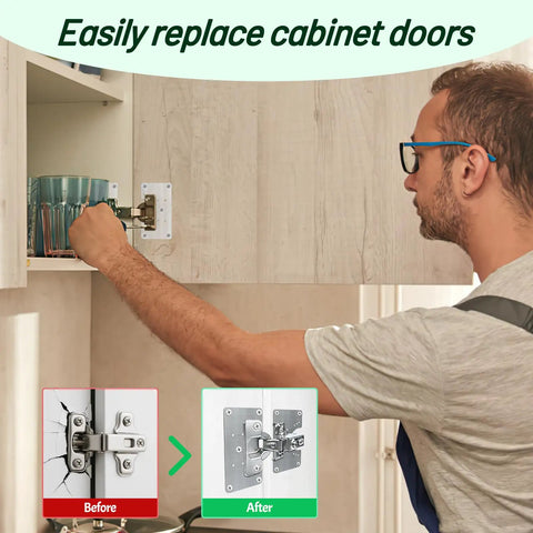 Heavy Duty Cabinet Hinge Repair Plate Kit To Fix Loose Sagging Doors Quick Install Steel Bracket For Wonky Kitchen Cupboards Solid Knockout Diy Fix No Sweat Assembly