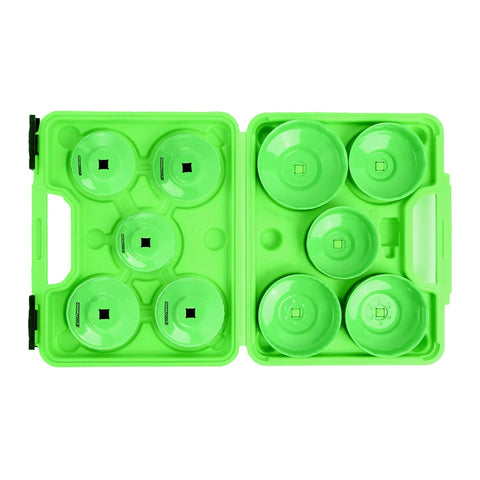 Ten Piece Oil Filter Wrench Set With Non Slip Cap Wrenches For Easy Oil Changes, Fits Three Eighths Inch Drive Open Case