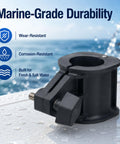 Depth Collar With Knob Kit For Terrova And Riptide ST Trolling Motors next to water, marine-grade durability features visible.
