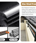 Zinc steel balcony railing height extender shown on outdoor deck, showcasing smooth matte finish for Solid Setup Balcony Railing Height Extender For Temporary Outdoor Security Upgrades With Hella Tough Horizontal Guardrail System Heavy Duty All Weather Protective Coating.