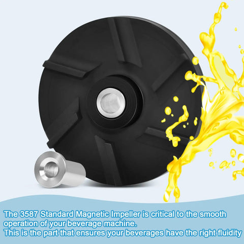 Three Pack Direct Replacement Heavy Duty Magnetic Impeller And Bearing Housing Kit For Beverage Machines D15 D155 D25 D255 D35 D355 HD WD 3587 And 3220 Compatibility black magnetic impeller and silver bearing