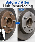 Before and after Complete Wheel Hub Resurfacing Kit with Pro Hub Cleaning Tool and Wheel Stud Cleaner effect on hub