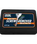 Packaging of Damaged Screw Remover Kit 4 Piece HSS Drill Bit Extractor Set For Stripped Screws Bolts Nuts And Hex Fasteners.