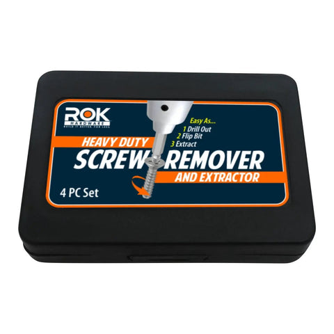 Packaging of Damaged Screw Remover Kit 4 Piece HSS Drill Bit Extractor Set For Stripped Screws Bolts Nuts And Hex Fasteners.