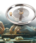 Budget Friendly NH38 NH39 Movement Balance Wheel With Hairspring, silver metal component for watch repair and maintenance.