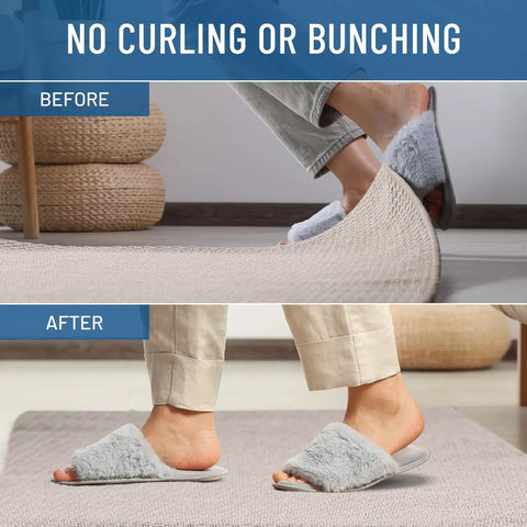 Before and after of rug with Anti Slip Rug Grips For Hardwood Floors No Damage Floor To Carpet Tape Holds Rugs In Place
