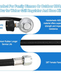 Upgraded Propane Hose And Regulator Kit For Genesis 300 And Summit 400 And 600 Series Grills Leak Free Safe Connection With Precise Gas Flow Easy Install Durable Regulator And Hose For Genesis And Summit Grills featuring a sturdy brass regulator and quality rubber hose.