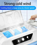 Heavy Duty Commercial Grade Jumbo Windowless Evaporative Air Cooler With Eight Ice Packs showing ice packs and water filling.