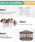 16x16 Pop Up Gazebo Hexagon Canopy Tent With Mosquito Netting Adjustable Height 256 Sq Ft Of Shade setup steps