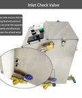 Heavy Duty Industrial Coolant Oil Skimmer With Oil Water Separator For CNC Machine Cutting Fluid Recycling At 13 Gph 2Mm Filter close-up of inlet check valve and water inlet.