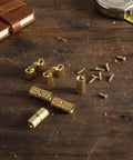 8 Pcs 8mm Solid Brass Hidden Barrel Hinges With Matching Drill Bit And Screws, 180 Degree Concealed Small Hinges displayed on a table