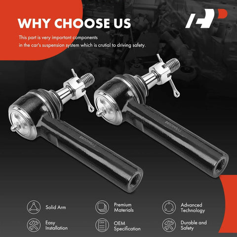 Front Outer Tie Rod End Fits Chevy Tahoe Silverado 1500 Suburban GMC Yukon Yukon XL Sierra 1500 Sierra 1500 Limited Cadillac Escalade Escalade ESV 2014 Through 2020 To Help Fix Uneven Tire Wear And Steering Vibration, black steel pair