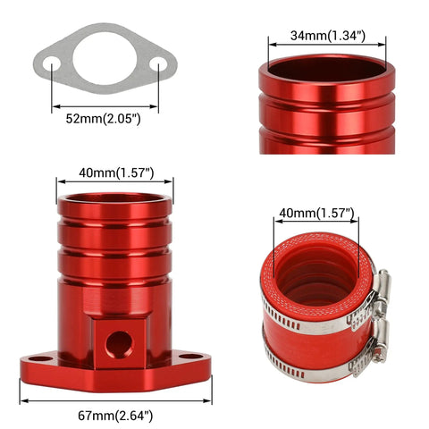 Intake Manifold Inlet Pipe Adapter Kit For Predator 301cc 420cc 459cc Engines And GX340 GX390 GX270 Carburetors VM34 Compatible