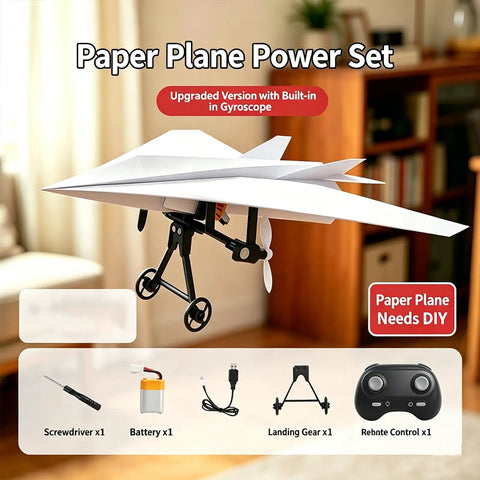 RC Paper Airplane Kit With Gyro Stabilizer For Beginners And Hobbyists DIY Electric Remote Control Plane With Dual Propellers