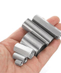 M5x0.8 Round Coupling Nuts 20mm Long Five Pieces 304 Stainless Steel Fasteners For Industrial Construction Rod Bar Connectors Built To Last Beefy Tough As Nails Silver Finish, assorted sizes in hand