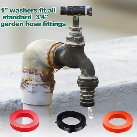 Old outdoor faucet with 1-inch washers from 158 Piece Faucet Washer Kit And Garden Hose Gasket Set For Outdoor Faucets And Hoses