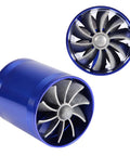 Dual Turbine Air Intake Booster With Aluminum Alloy Construction And Rubber Seals For Auto Use Boost Throttle Response For Gas Savings Fuel Efficiency And Power High Flow Turbo Style Intake With Blue Finish And Easy Install
