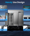 Solid Commercial Upright Freezer And Refrigerator Combo Fifty Four Cubic Feet Dual Zone Stainless Steel three door design with digital display