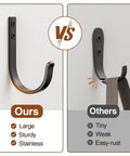 Comparison of Wall Hooks 5 Pack 22 Lb Screw In Metal Hangers For Towel And Coat Storage showing durability and rust resistance differences.