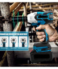 Cordless Brushless Impact Wrench With Fast Charge Battery For No Sweat Auto Repairs And Heavy Lifting Home Fixes Compact Design in use.
