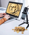 USB Microscope for iPhone Android Tablet and Windows Mac PC Plug and Play Driver Free with OTG Support 4 in 1 Digital Microscope for Phones Laptops and Desktops High Magnification for Detail Searching on laptop and coins