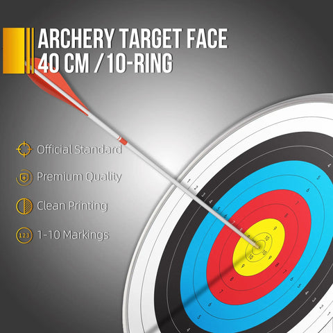 Bulk 30 Pack Archery Target Paper 40x40cm 10 Ring Indoor Target Faces For Bow Hunting Precision Practice With Arrow