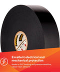 Vinyl Electrical Tape Super 88 All Season Heavy Duty Black Three Quarters Inch By Sixty Six Feet Premium Grade Rubber Resin Adhesive PVC Backing