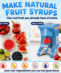 Totally Legit Penguin Shaved Ice Maker For Home And Kids Chills Out Summer Parties By Turning Regular Ice Cubes Into Silky Snow Cones Without Pre Freezing For Easy Weekends, showcasing fresh fruits and prepared syrups.