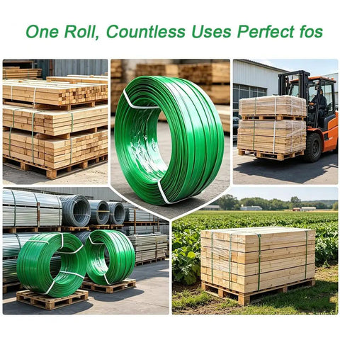 Heavy-Duty Strapping Tape Rolls And Flat Woven Fiber Rope Kit For Securing Heavy Loads palletizing in warehouse