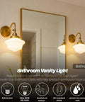 SongCiLT Vintage Sconce Wall Lighting with Milk White Glass Shade mounted above a mirror in a stylish bathroom setting.