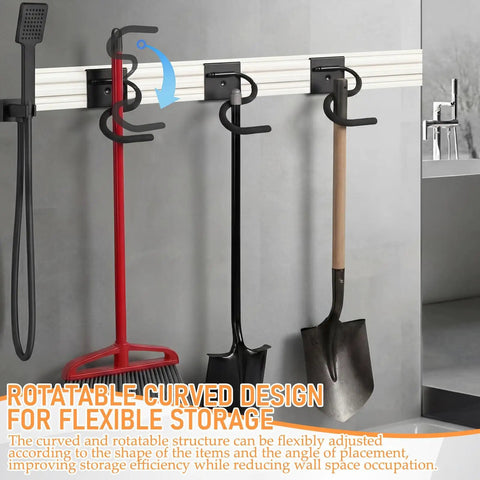 4 Pack S Hooks For Wall Storage System Heavy Duty Curved Pivot Garage Hooks with Non Slip Coating displaying tools on wall
