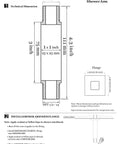 Technical installation diagram for Square Shower Arm With Anti Scratch O Ring Flange 3 Inch Solid Brass Ceiling Mount.