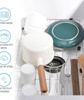 Heavy-Duty Stainless Steel Sink Grid Protectors For Single Bowl Kitchen Sinks, Center Drain Design, with dishes and utensils