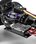 Close-up of Beefed Up Aluminum Side Plates For 1/24 Axial SCX24 RC Crawler ESC Receiver Tray showing metal upgrade and wiring.