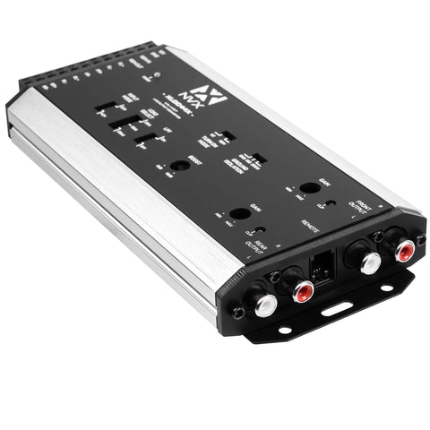 4 Channel Active Line Output Converter With Impedance Matching And Remote Level Control For Car Audio, black RCA inputs visible
