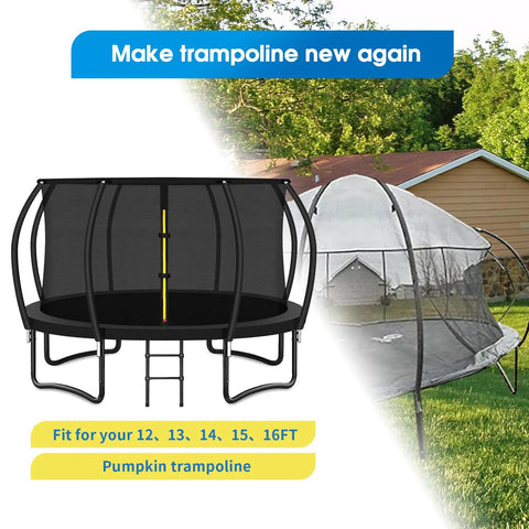 Rock Solid Built Tough Trampoline Enclosure Curved Replacement Poles With Thick Cushioned Foam Padding And All Mounting Hardware Fits Top Ring Net Systems Zero Hassle Backyard Makeover Kit on trampoline.