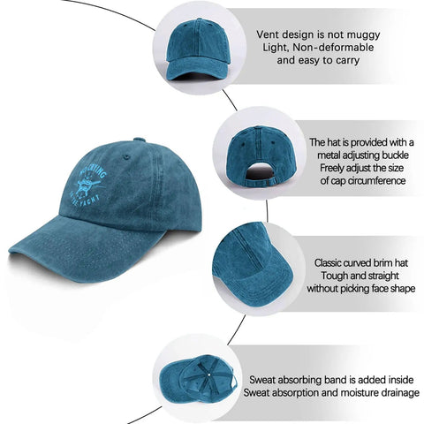 Vacation Quotes Funny Hat For Women Cool Washed Cyan Blue Cap That Says It All With Cute Humor Lightweight Sun Protective Style