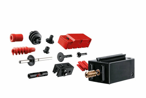 Compact 9V DC Motor Kit With 40 Components And Gearbox Supplemental Kit Included STEM Building Set For Makers And Kids Tiny But Mighty Germany Made High Quality Motor Set For Creative Projects, with gearbox parts and battery tray