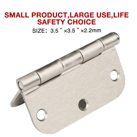 Close-up of a satin nickel hinge, size 3.5x3.5 inches, part of the 18 Pack Brushed Nickel Door Hinges 3.5 Inch Satin Nickel Interior Hinge Set