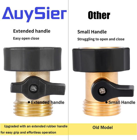 Two Pack Garden Hose Shut Off Valve With Easy Grip Rubber Handle Brass Construction Rust Resistant Durable Water Control For Lawn And Garden Ideal For Quick No Fuss Shut Off, extended handle