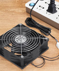 120mm x 38mm Axial Fan With Ball Bearing, Multi Voltage 110V 120V 220V 240V, shown installed for cabinet ventilation