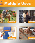 Collage showing multiple uses of 2 Pack 6 Inch Concrete Trowel Set With Pointing And Gauging Trowels Carbon Steel Masonry Hand Tools