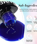 Close-up of blue polish from Jelly Gel Nail Polish Set 6 Piece Soak Off UV LED Kit For Women Vegan Cruelty Free HEMA Free TPO Free Non Toxic Nail Art At Home Salon Quality DIY Manicure