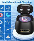Rechargeable 45kHz Ultrasonic Retainer Cleaner for Dentures Aligners Night Guards Braces and Jewelry Portable 200ML Capacity black
