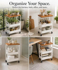 Three Tier Rolling Side Table With Lockable Casters And Spacious Storage Shelves For Hassle Free Room To Room Moving Everyday Utility Cart Stand For Home Organization Built Tough For Any Space.