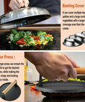 38 Piece Griddle Accessories Kit with Stainless Steel Spatulas and Tongs Smash Burger Press Griddle Chopper visible, cooking vegetables