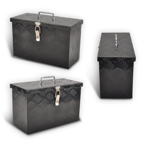 Tough Aluminum Truck Tool Box With Handy Grab Handle And Weather Sealed Overlapping Lid Leak Tight Rust Proof Heavy Duty Trailer Storage Bin In Classic Black 16X7Point5X10