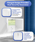 26 Inch PTAC Wall Sleeve with decorative frame and ventilation mesh backplate, shown with flange design and pre-drilled installation holes.