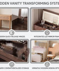 Soft Close Drop Down Vanity Hinge With Quick Release, Concealed Cabinet Hardware for Makeup Tables, integrated design