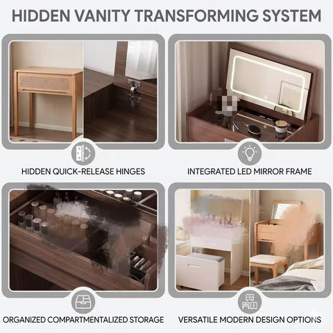 Soft Close Drop Down Vanity Hinge With Quick Release, Concealed Cabinet Hardware for Makeup Tables, integrated design